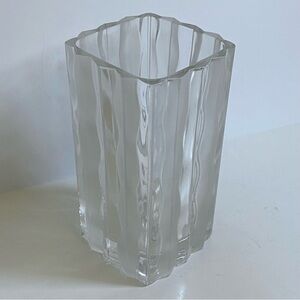 Studio Nova Crystal Vase Virago Wavy 6.5” Heavy Solid Made in Japan EUC Frosted